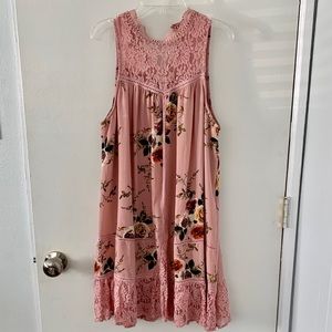 Pink floral and lace dress